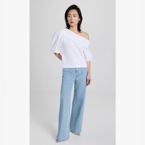 NWT Tanya Taylor Georgia Off Shoulder Puff-
Sleeve Top Optic White Medium $295